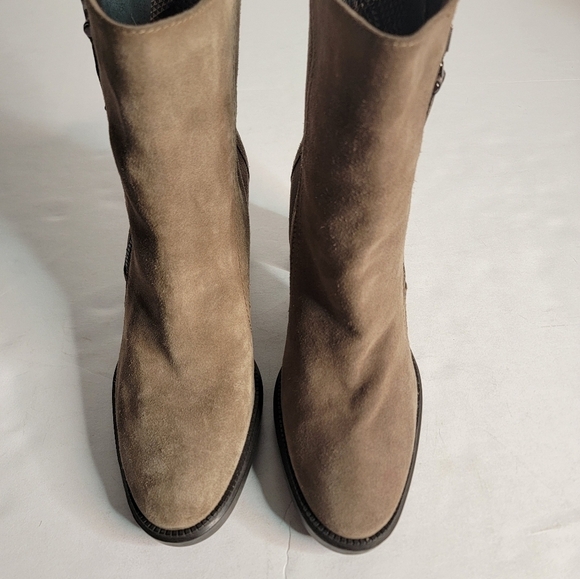 Aquatalia Ilena Heel Boots Sz 10 Suede Ankle Booties Tan - Picture 10 of 11
